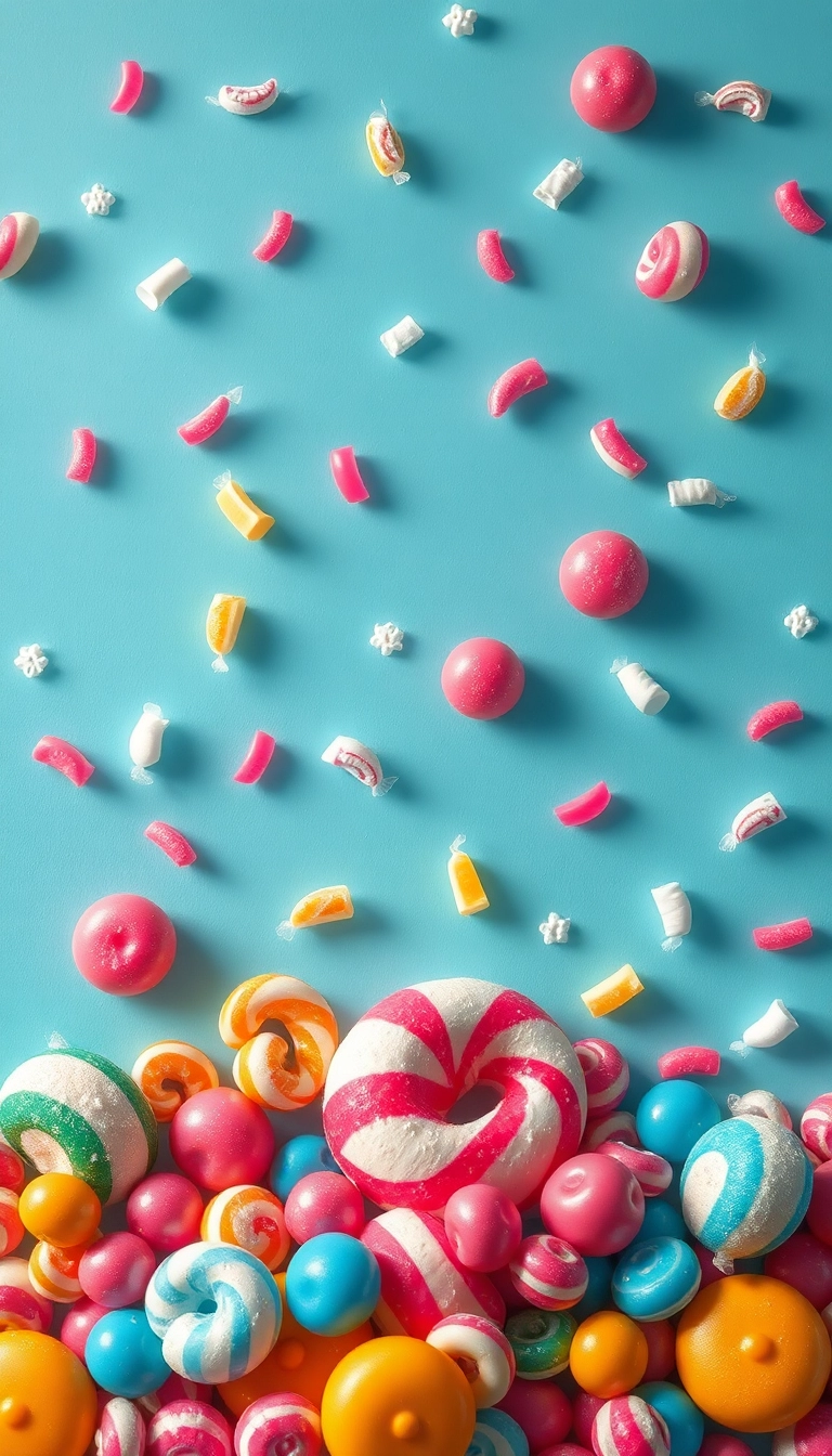 iPhone Mixed Candies Close Up Aesthetic Wallpaper Stock Photo